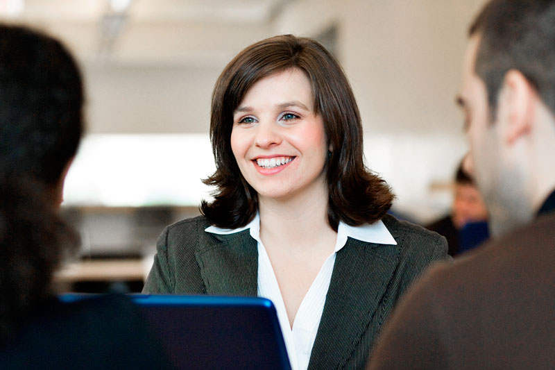 woman meeting with clients